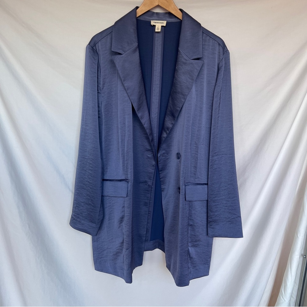 Open Edit Blue Satin Jacket